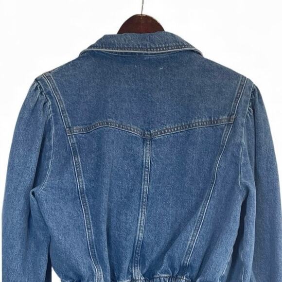 Maeve by Anthropologie Puff Sleeve Cropped Denim Jacket β Size M - Picture 7 of 12